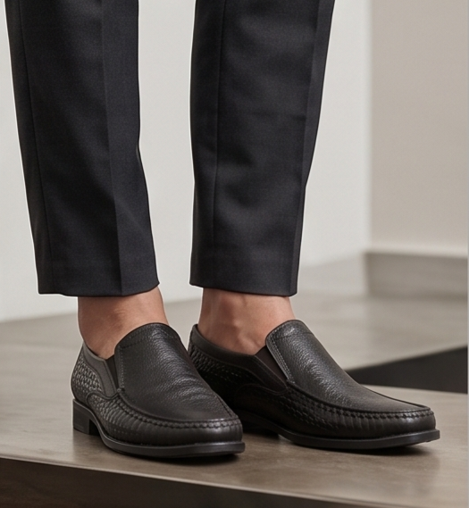 Premium Textured Leather Slip-On Loafers — view 3