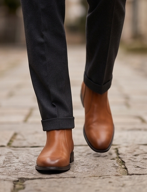 Premium Handcrafted Fur-Lined Leather Chelsea Ankle Boots — view 7
