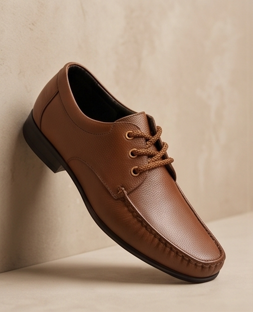 Premium Handcrafted Leather Lace-Up Moccasin Shoes — view 3
