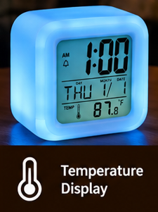 7-Color Changing LED Digital Alarm Clock with Temperature & Date Display — view 4