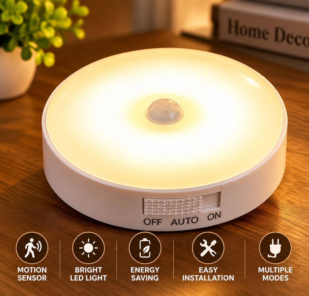 Motion Sensor LED Night Light – Automatic Energy-Saving Lamp for Bedroom, Hallway, Cabinet, Closet & Home.